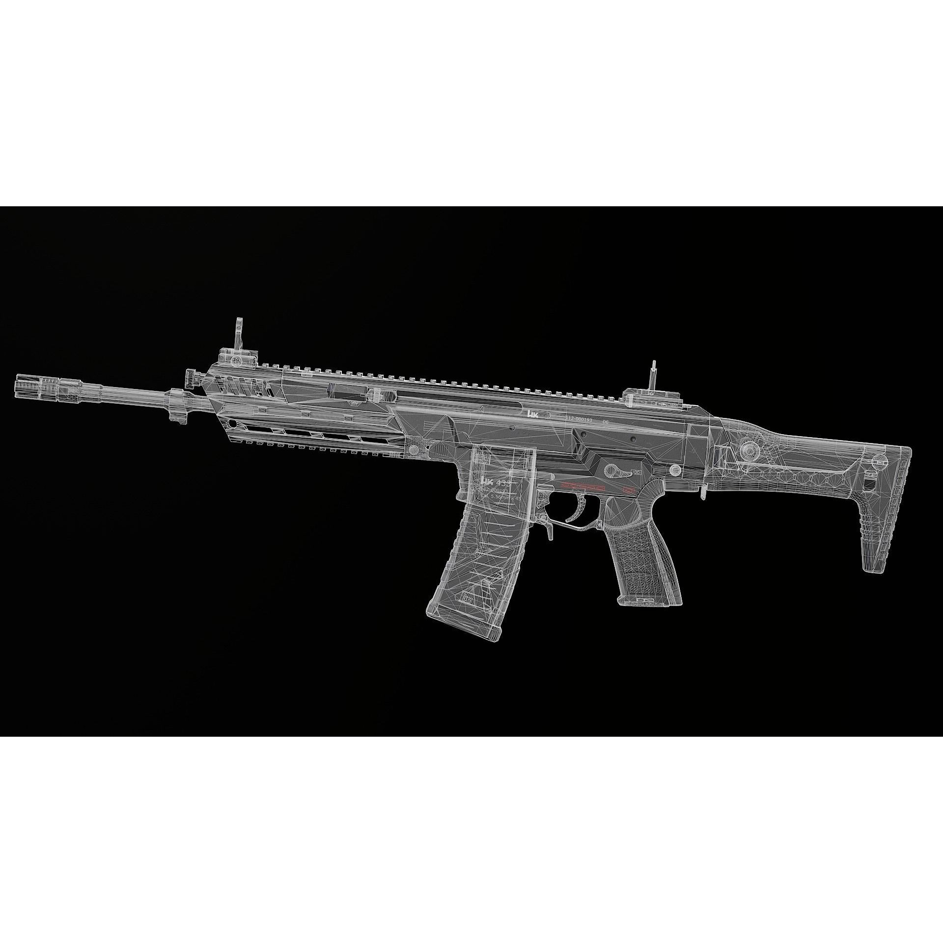 HK433 Assault Rifle - Low-Poly Game-Ready 3D Model - View 23