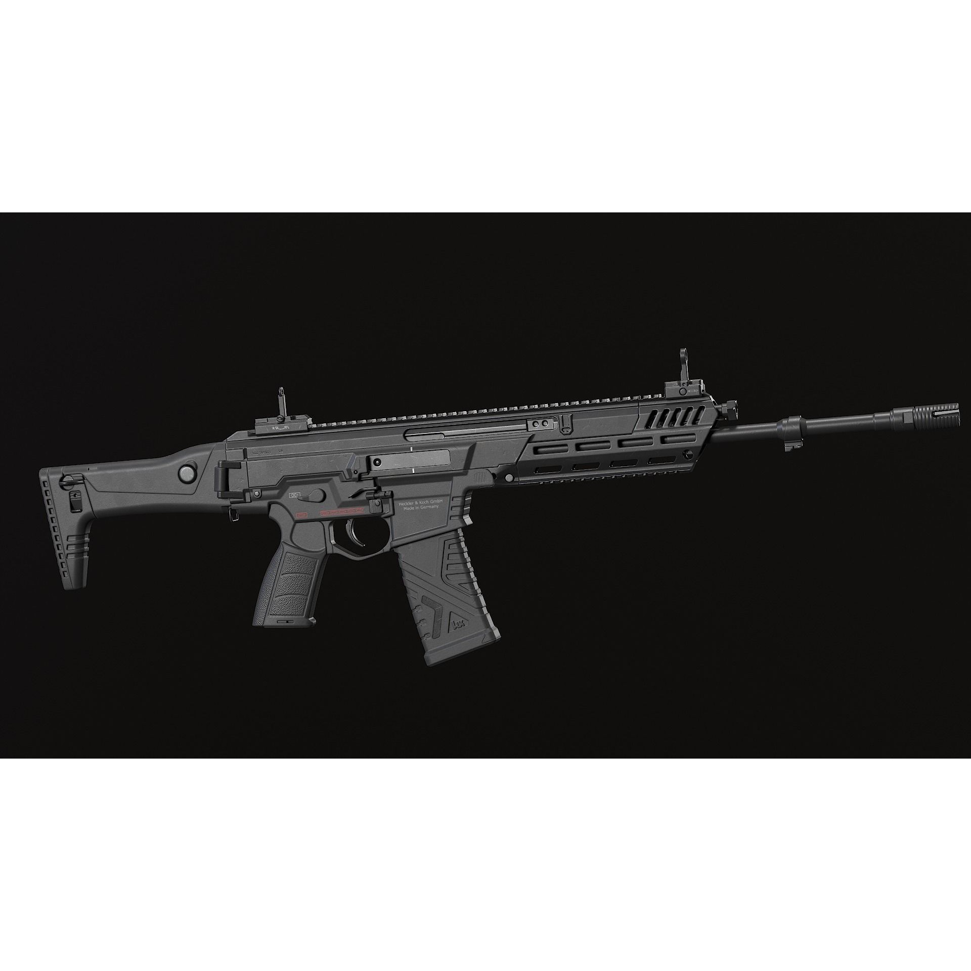 HK433 Assault Rifle - Low-Poly Game-Ready 3D Model - View 27