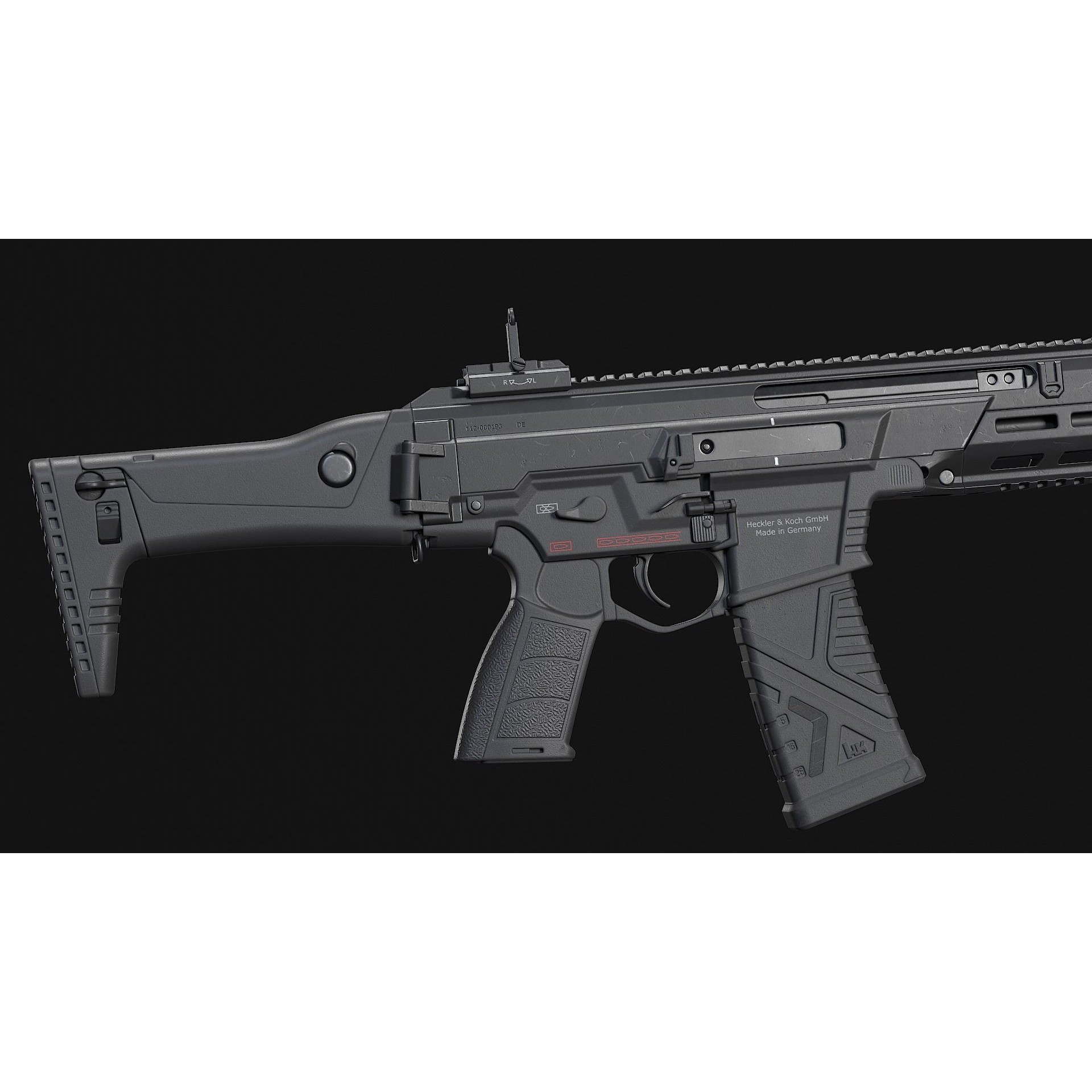 HK433 Assault Rifle - Low-Poly Game-Ready 3D Model - View 28