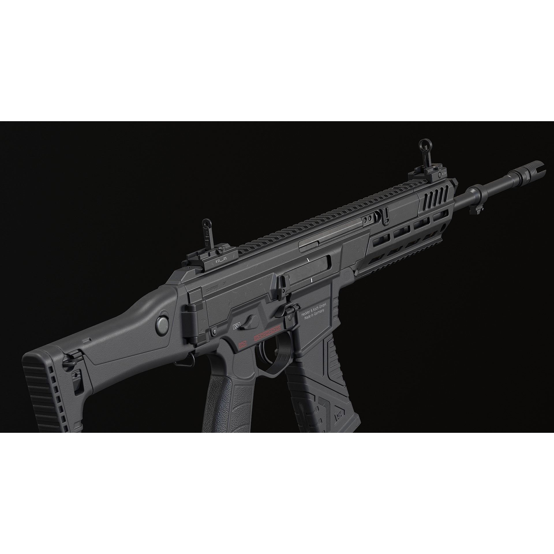 HK433 Assault Rifle - Low-Poly Game-Ready 3D Model - View 30