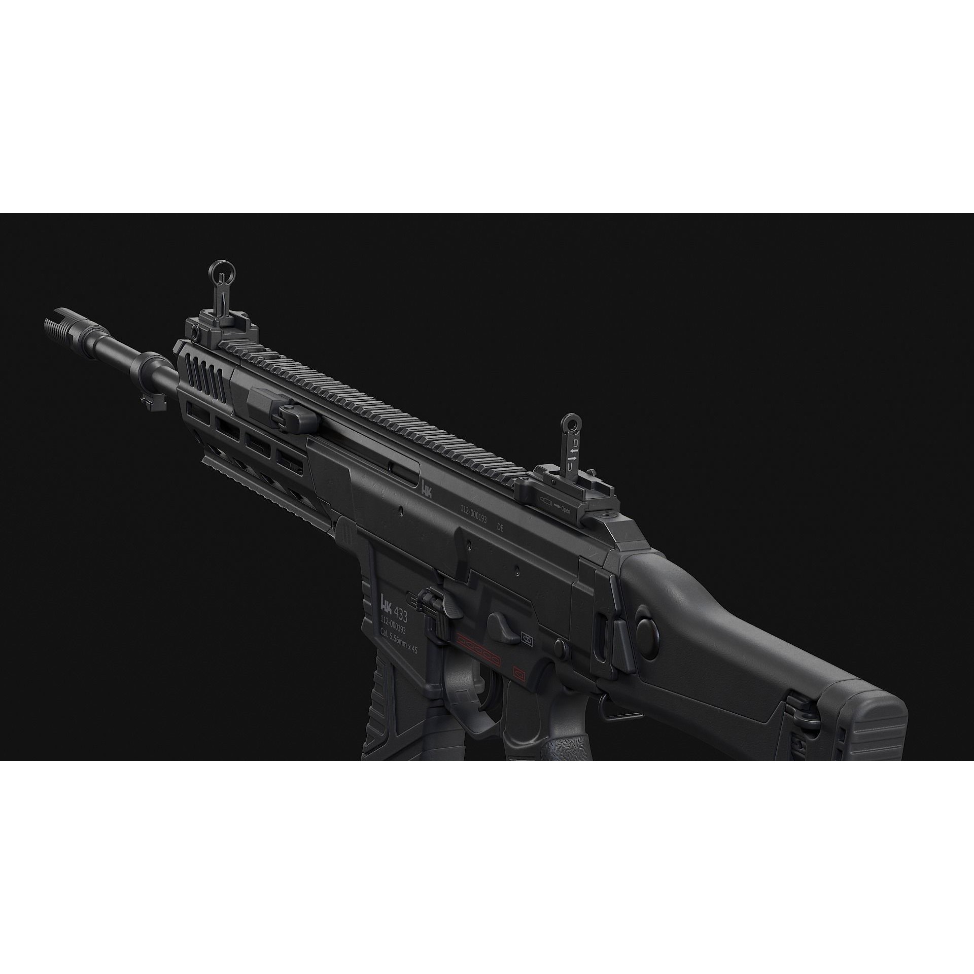 HK433 Assault Rifle - Low-Poly Game-Ready 3D Model - View 31