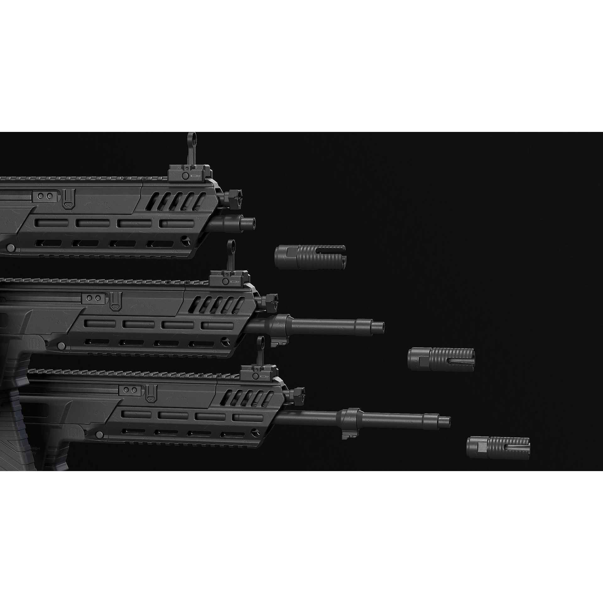 HK433 Assault Rifle - Low-Poly Game-Ready 3D Model - View 34