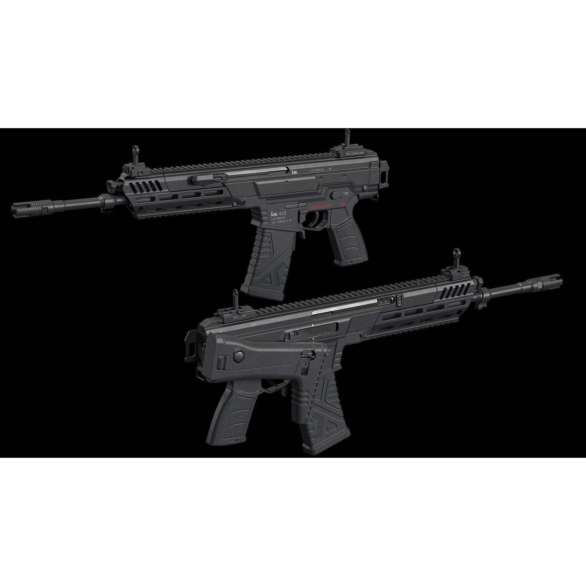 HK433 Assault Rifle - Low-Poly Game-Ready 3D Model - View 7