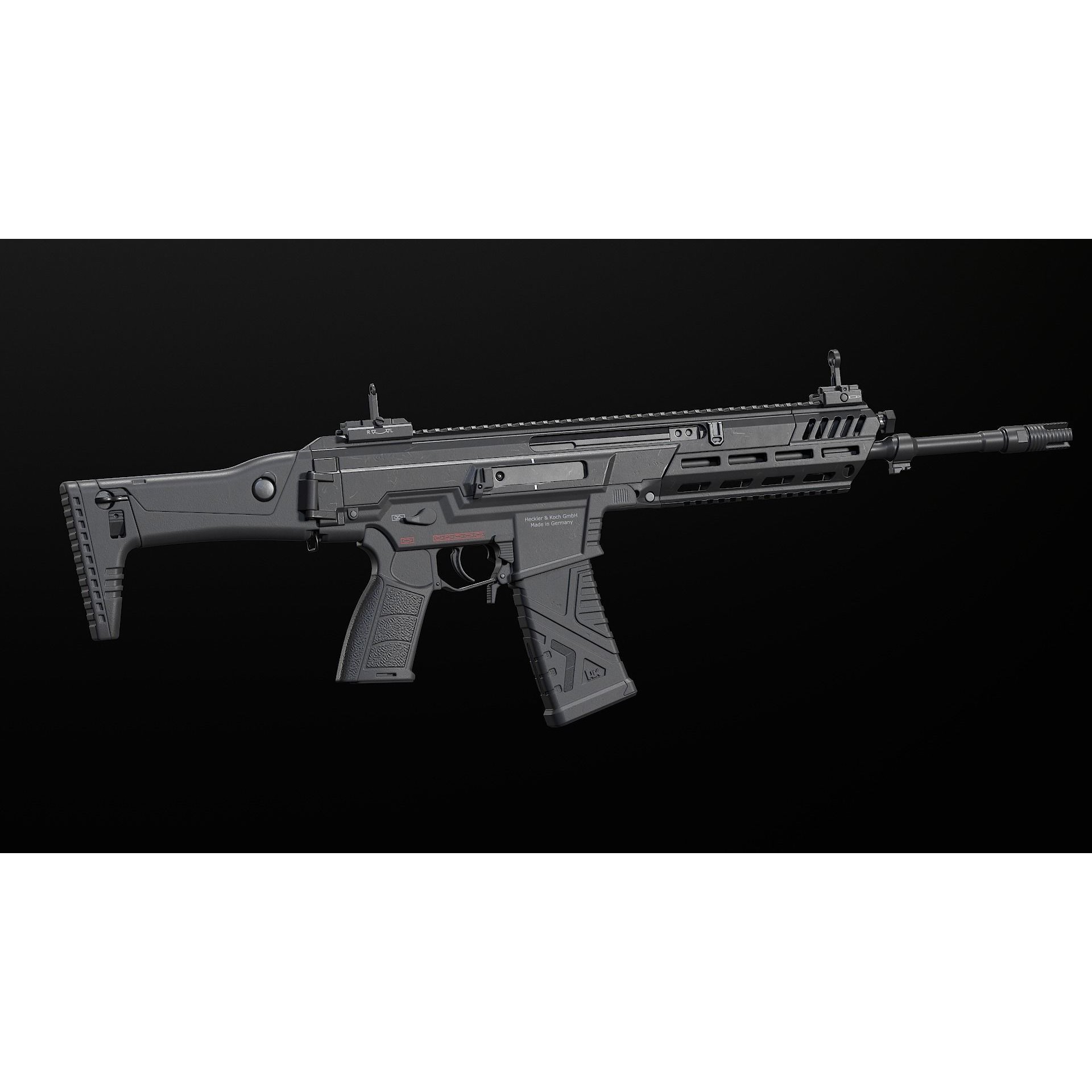 HK433 Assault Rifle - Low-Poly Game-Ready 3D Model - View 8