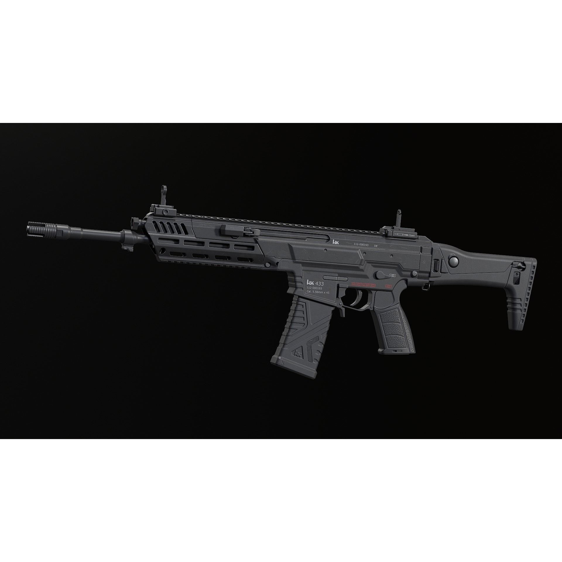 HK433 Assault Rifle - Low-Poly Game-Ready 3D Model - View 9