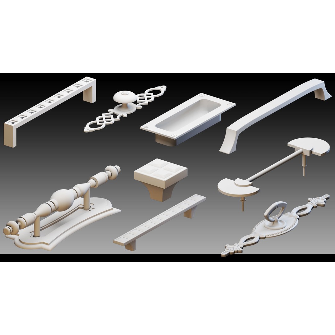 Cabinet Handles 3D Model – High Detail Polygon Mesh, FBX, OBJ - View 11