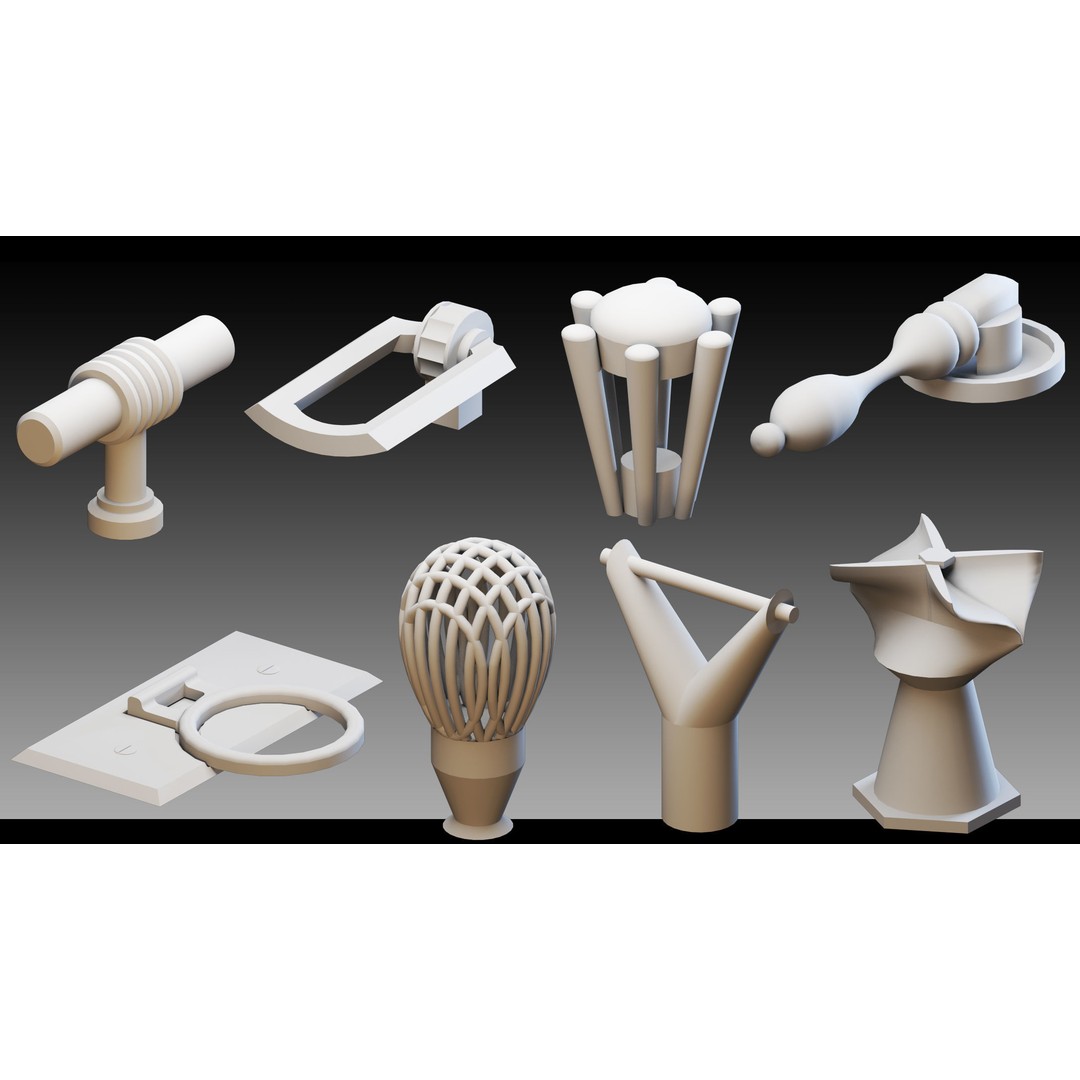 Cabinet Handles 3D Model – High Detail Polygon Mesh, FBX, OBJ - View 3