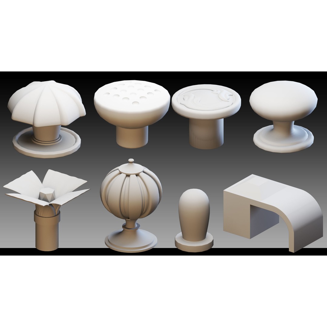 Cabinet Handles 3D Model – High Detail Polygon Mesh, FBX, OBJ - View 6