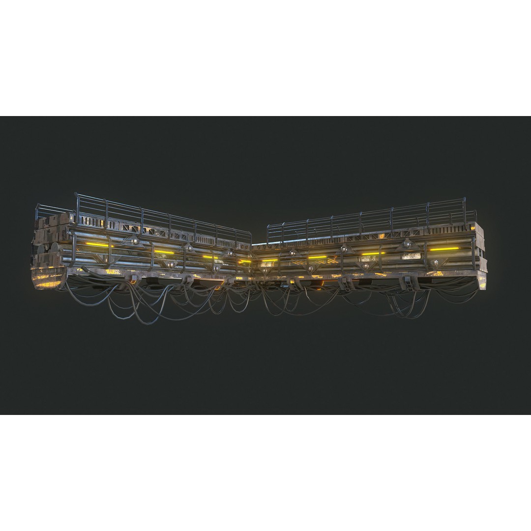 Modular Sci-Fi Bridge 3D Model – Low Poly Game Asset, PBR Textures