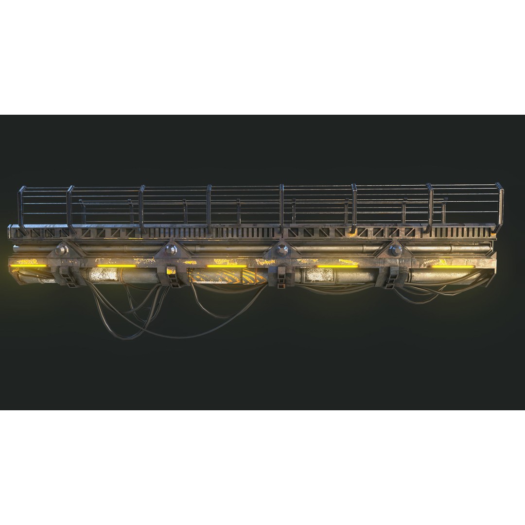 Modular Sci-Fi Bridge 3D Model – Low Poly Game Asset, PBR Textures - View 3