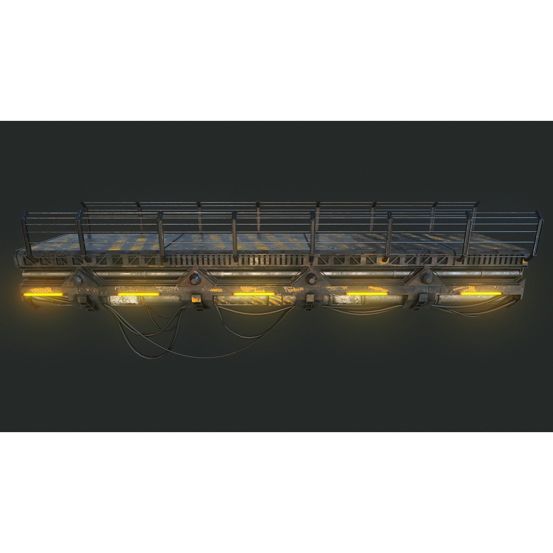 Modular Sci-Fi Bridge 3D Model – Low Poly Game Asset, PBR Textures - View 4