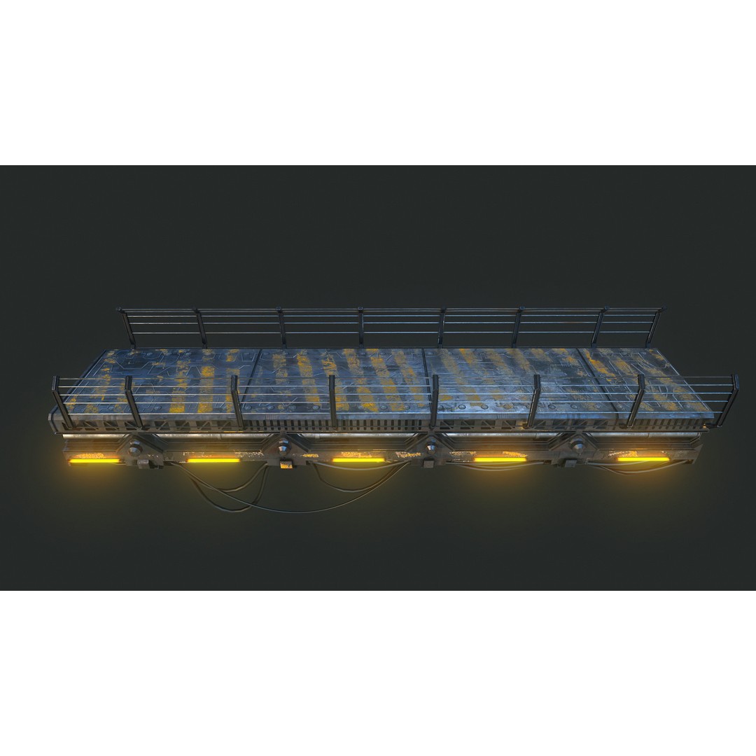 Modular Sci-Fi Bridge 3D Model – Low Poly Game Asset, PBR Textures - View 5