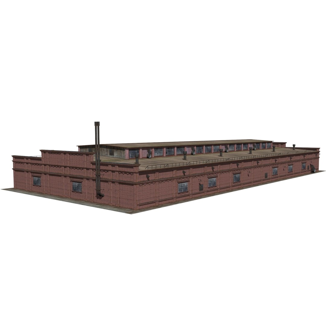 Railway Depot 3D Model – Low Poly Industrial Exterior, FBX, OBJ - View 10
