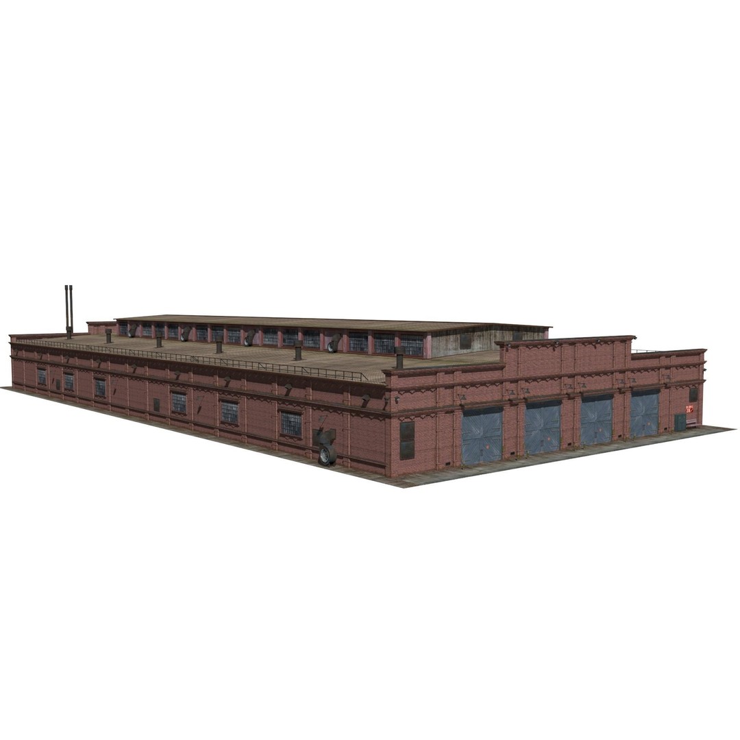 Railway Depot 3D Model – Low Poly Industrial Exterior, FBX, OBJ - View 13
