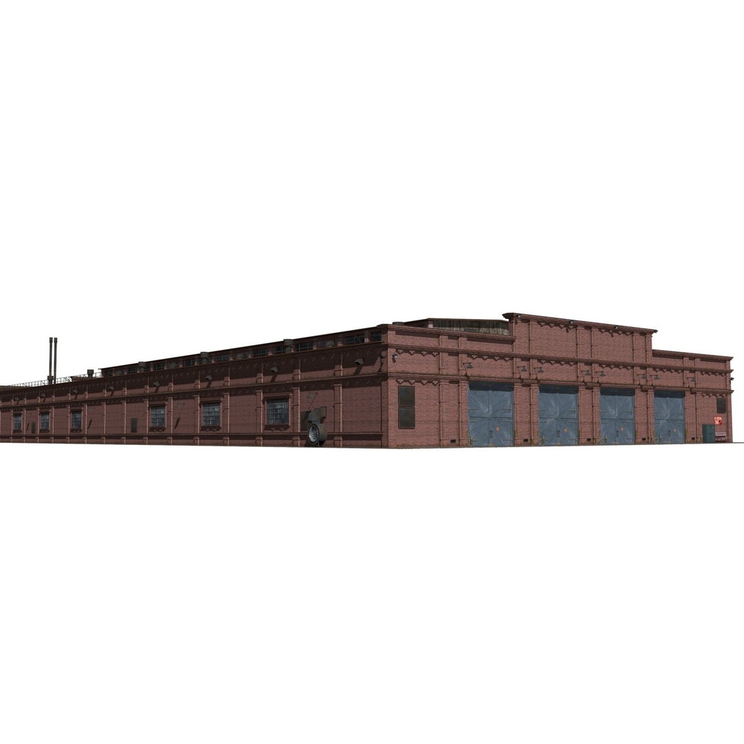 Railway Depot 3D Model – Low Poly Industrial Exterior, FBX, OBJ - View 14