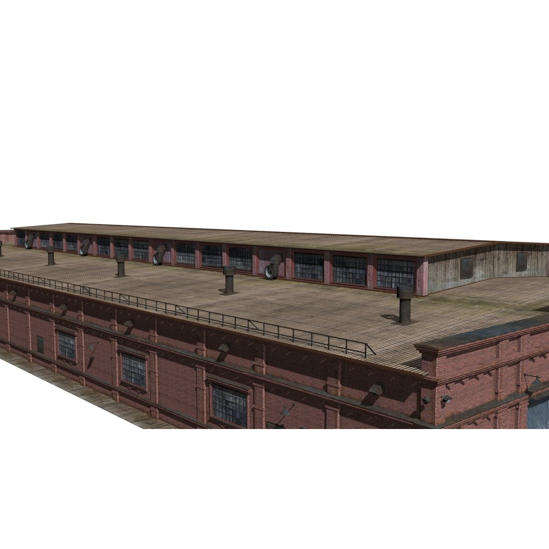 Railway Depot 3D Model – Low Poly Industrial Exterior, FBX, OBJ - View 15