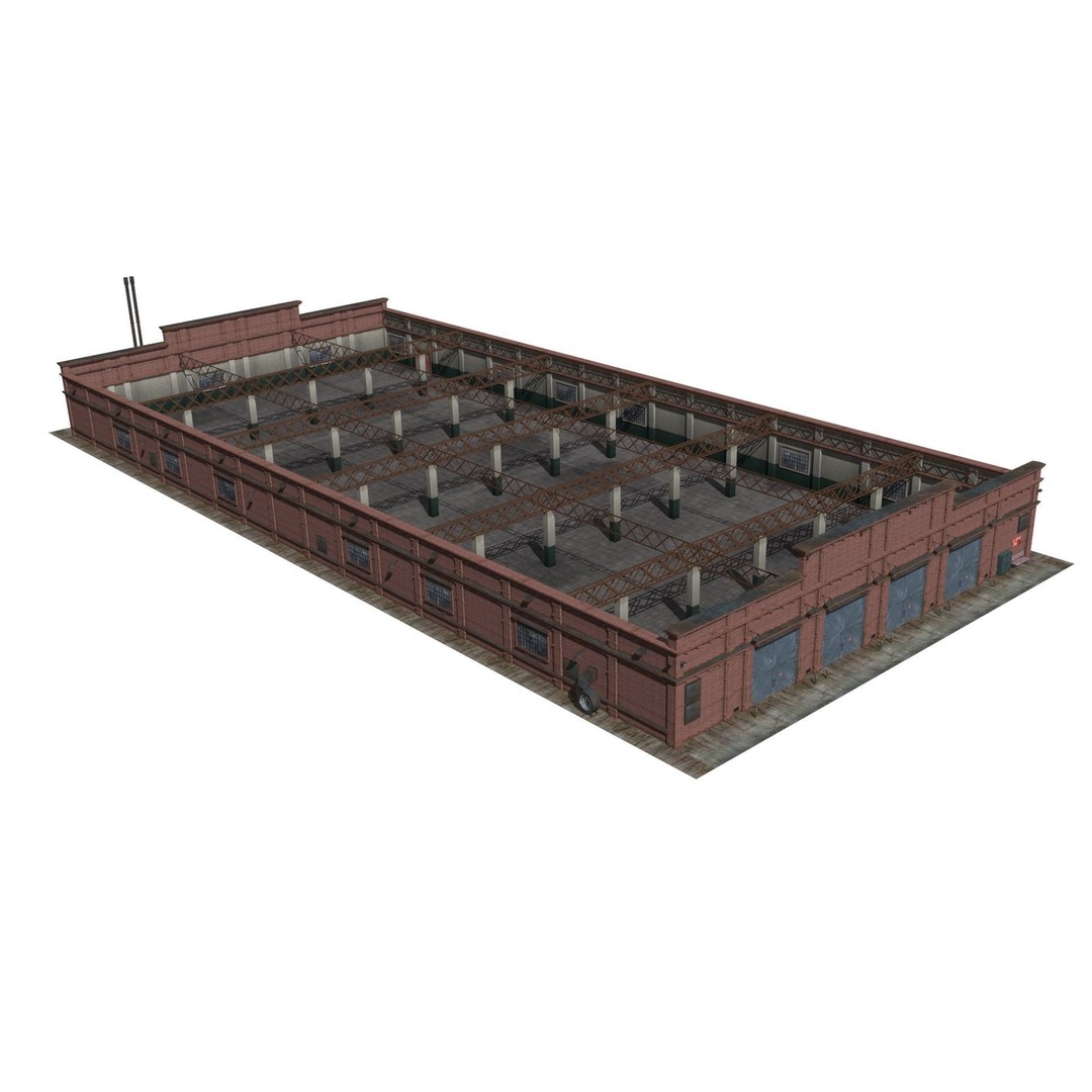 Railway Depot 3D Model – Low Poly Industrial Exterior, FBX, OBJ - View 16