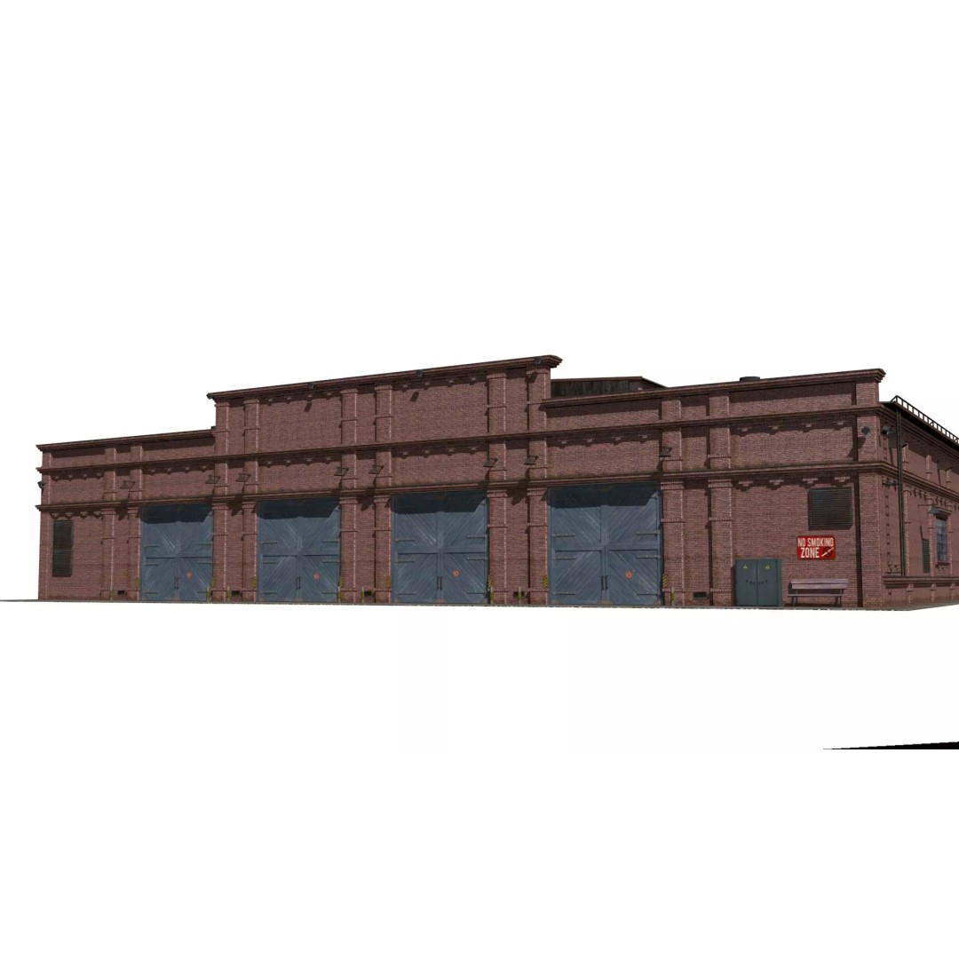 Railway Depot 3D Model – Low Poly Industrial Exterior, FBX, OBJ - View 2