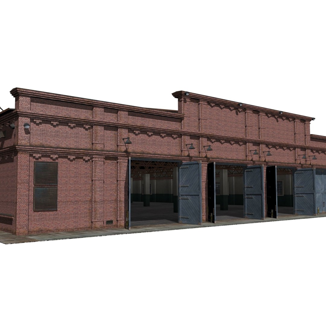 Railway Depot 3D Model – Low Poly Industrial Exterior, FBX, OBJ - View 3