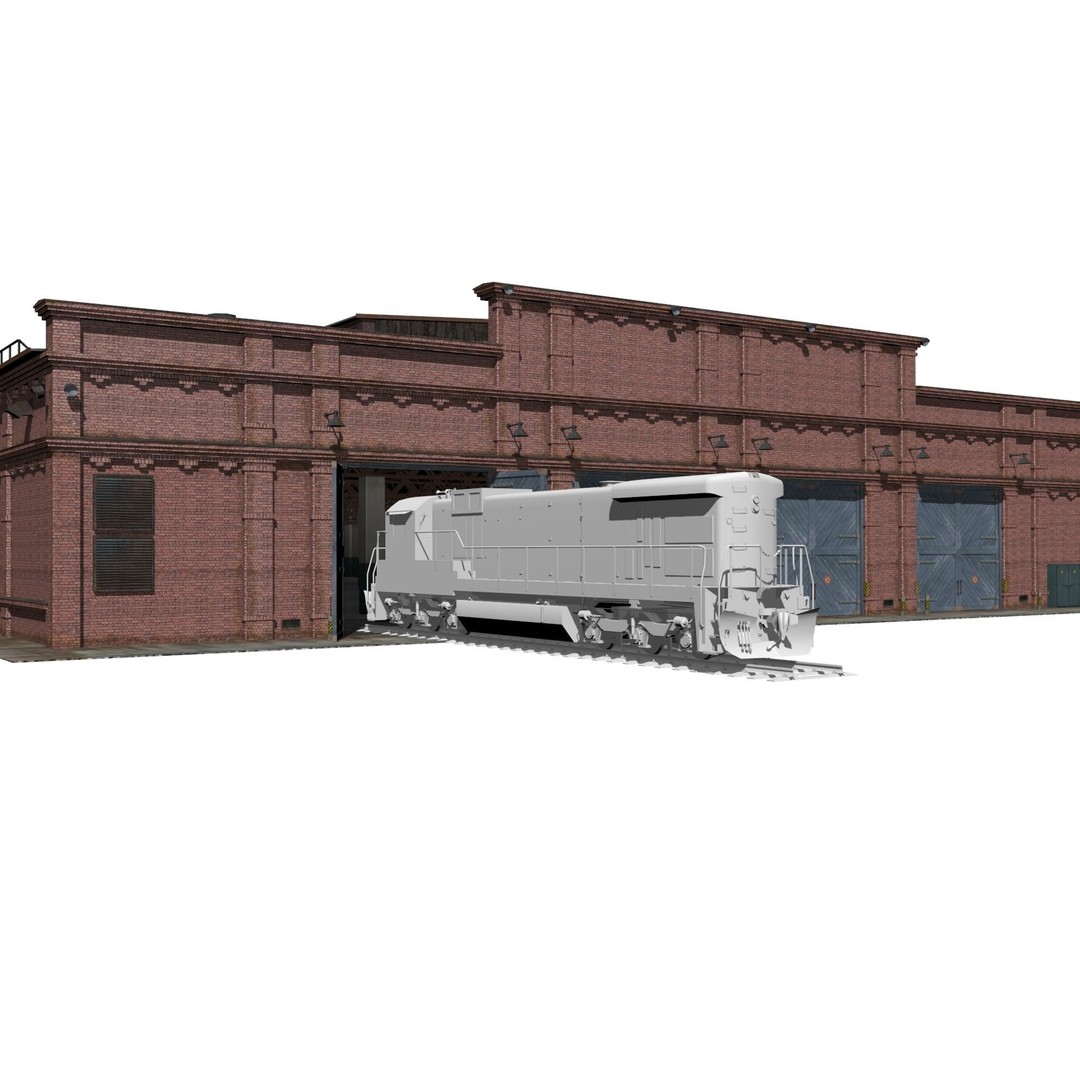 Railway Depot 3D Model – Low Poly Industrial Exterior, FBX, OBJ - View 4
