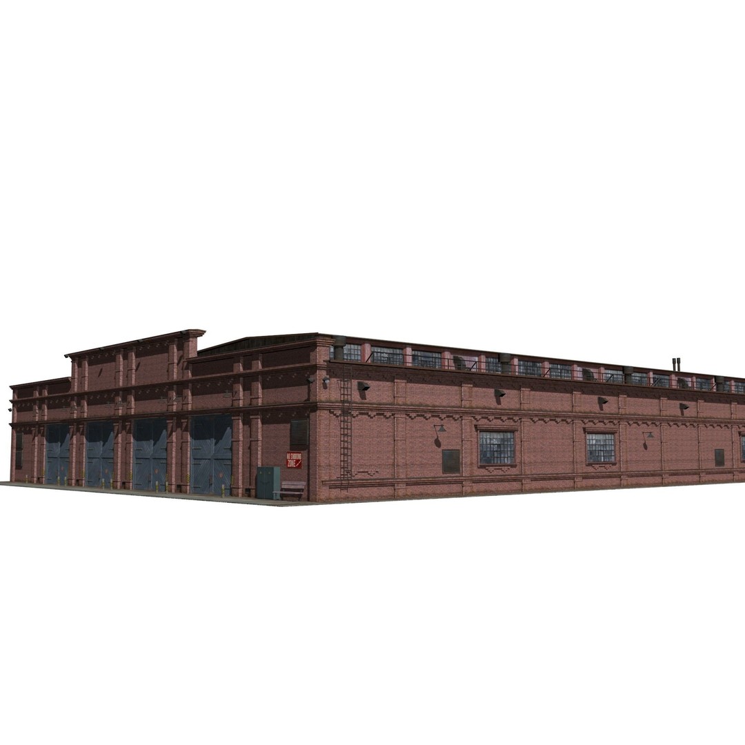 Railway Depot 3D Model – Low Poly Industrial Exterior, FBX, OBJ - View 5