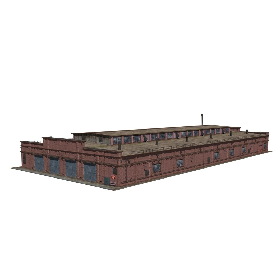 Railway Depot 3D Model – Low Poly Industrial Exterior, FBX, OBJ - View 6