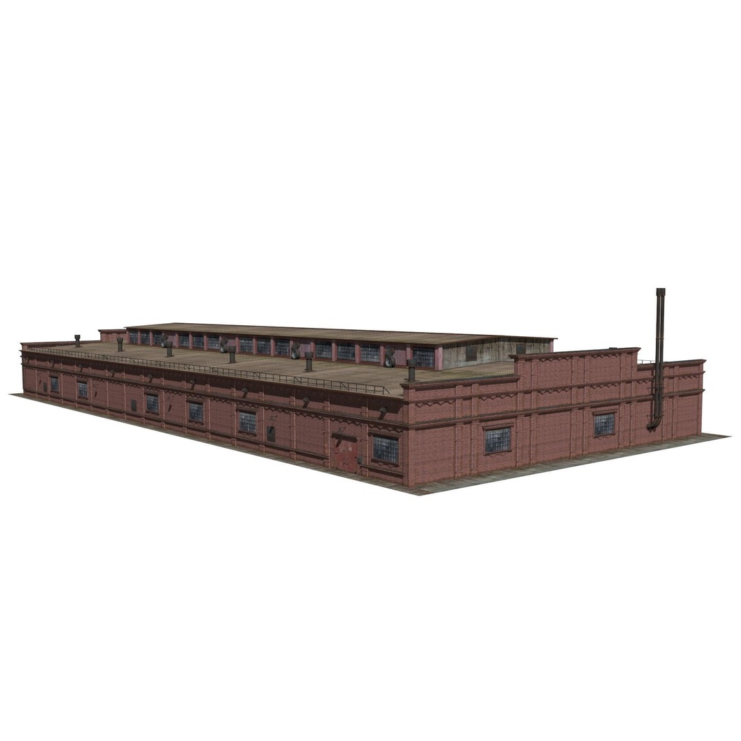 Railway Depot 3D Model – Low Poly Industrial Exterior, FBX, OBJ - View 7