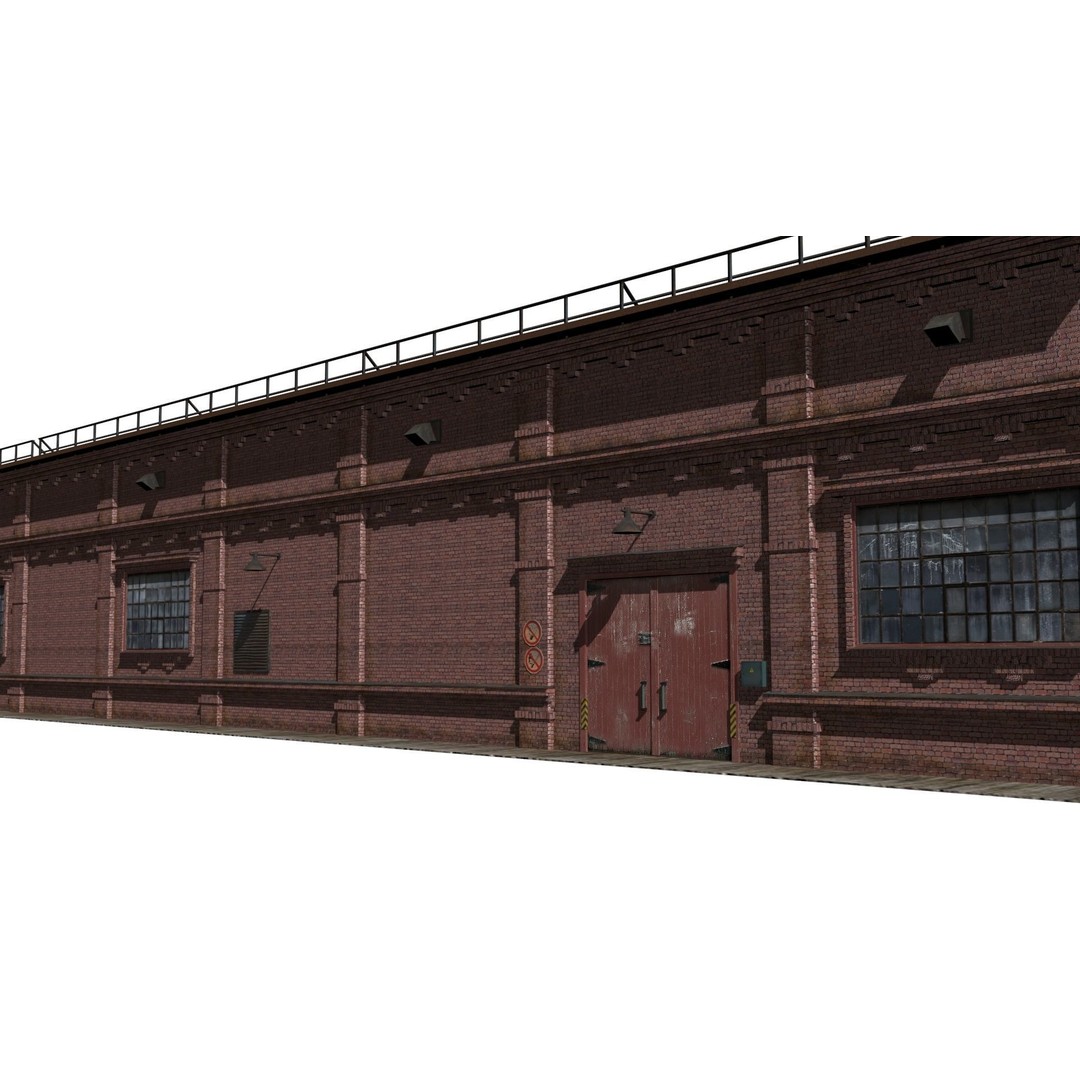 Railway Depot 3D Model – Low Poly Industrial Exterior, FBX, OBJ - View 8