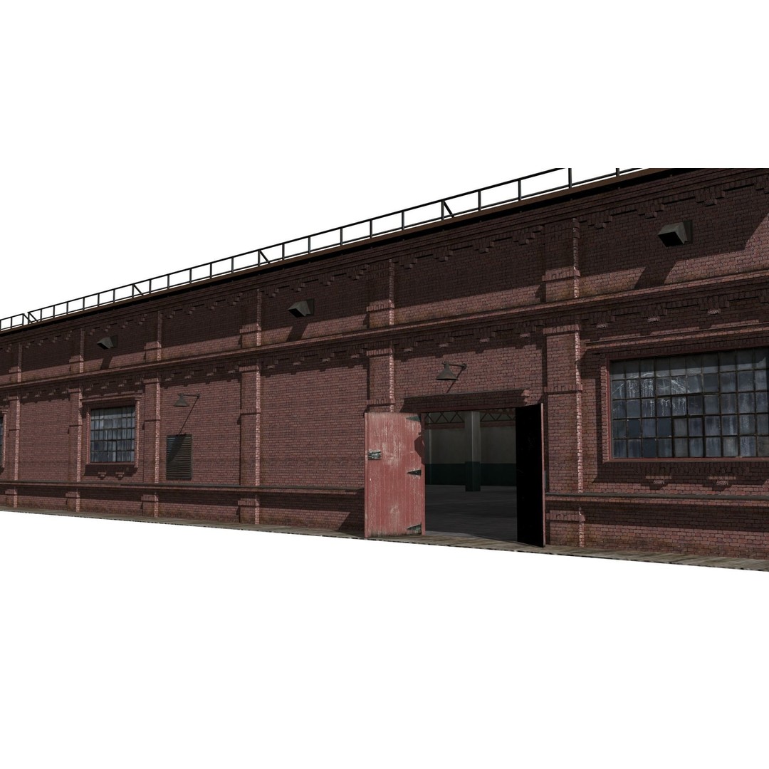Railway Depot 3D Model – Low Poly Industrial Exterior, FBX, OBJ - View 9