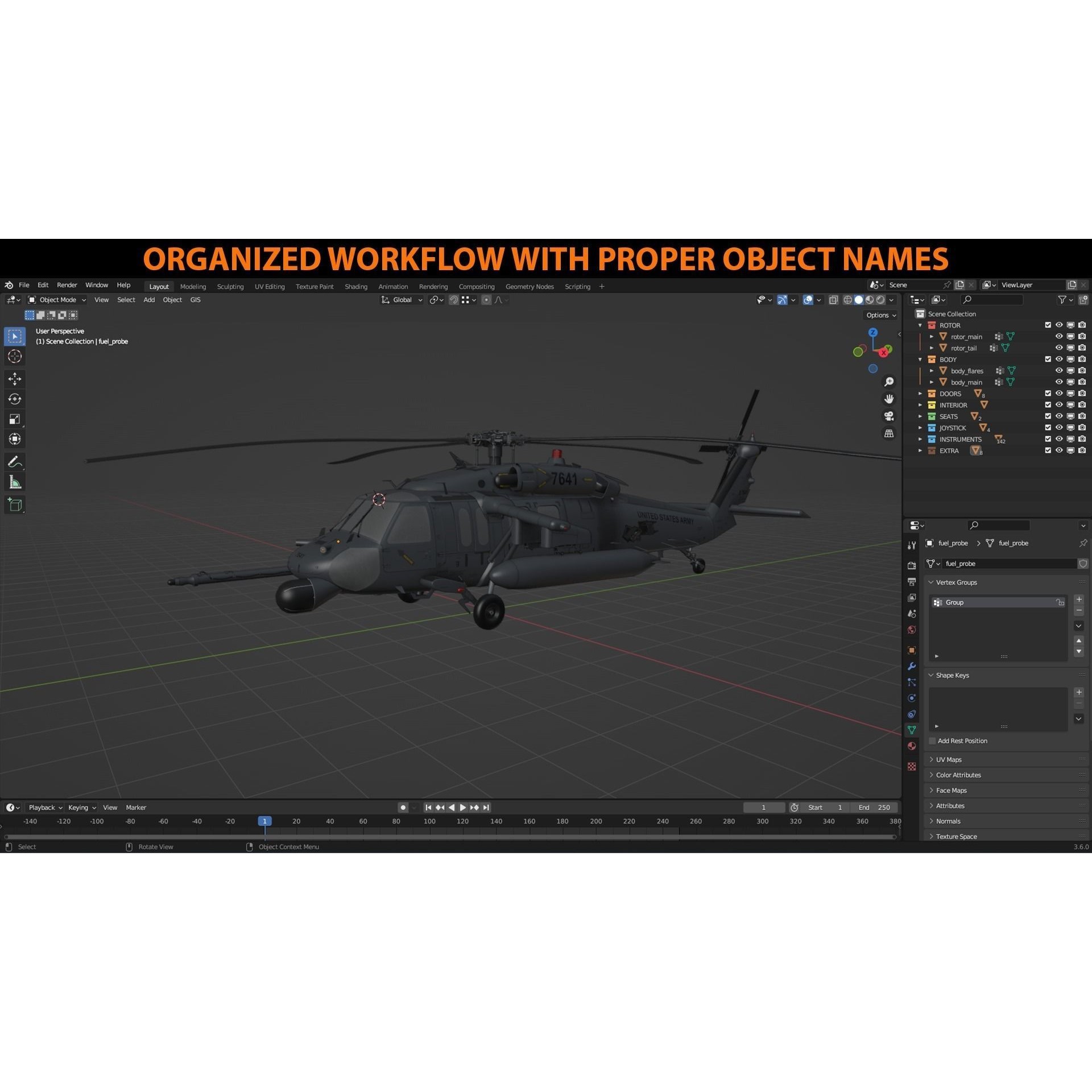 UH-60 Blackhawk Helicopter - Game-Ready 3D Model - View 16