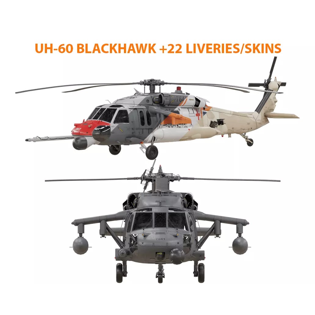 UH-60 Blackhawk Helicopter - Game-Ready 3D Model - View 2