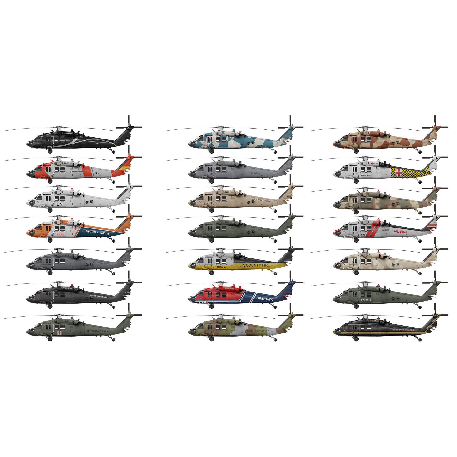 UH-60 Blackhawk Helicopter - Game-Ready 3D Model - View 3