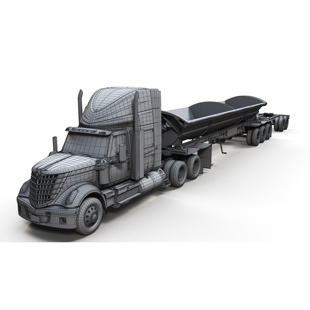 International LoneStar Sidedump 3D Model – Low Poly Game Ready Truck, FBX - View 16