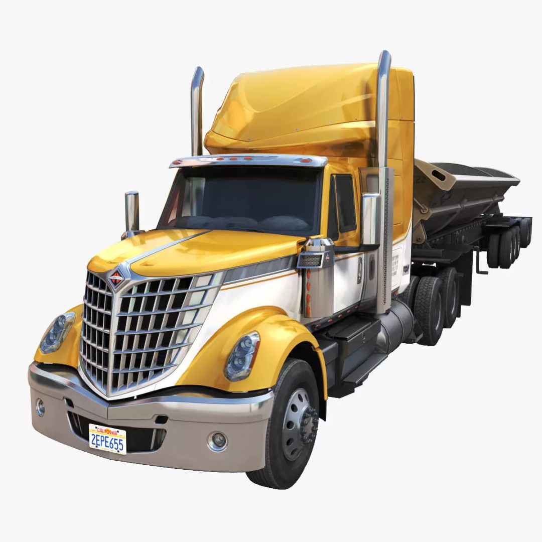 International LoneStar Sidedump 3D Model – Low Poly Game Ready Truck, FBX - View 2