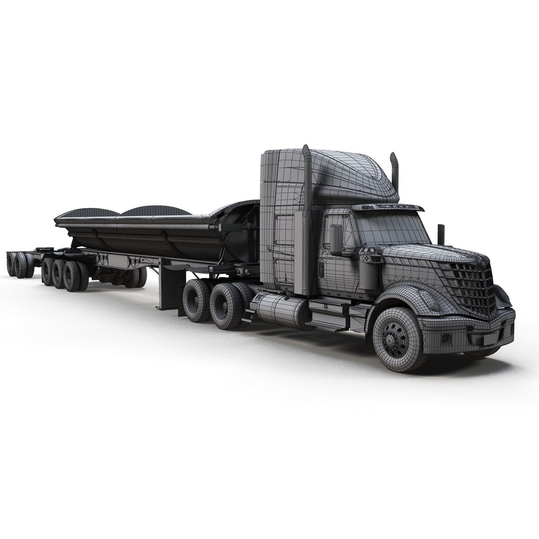 International LoneStar Sidedump 3D Model – Low Poly Game Ready Truck, FBX - View 21