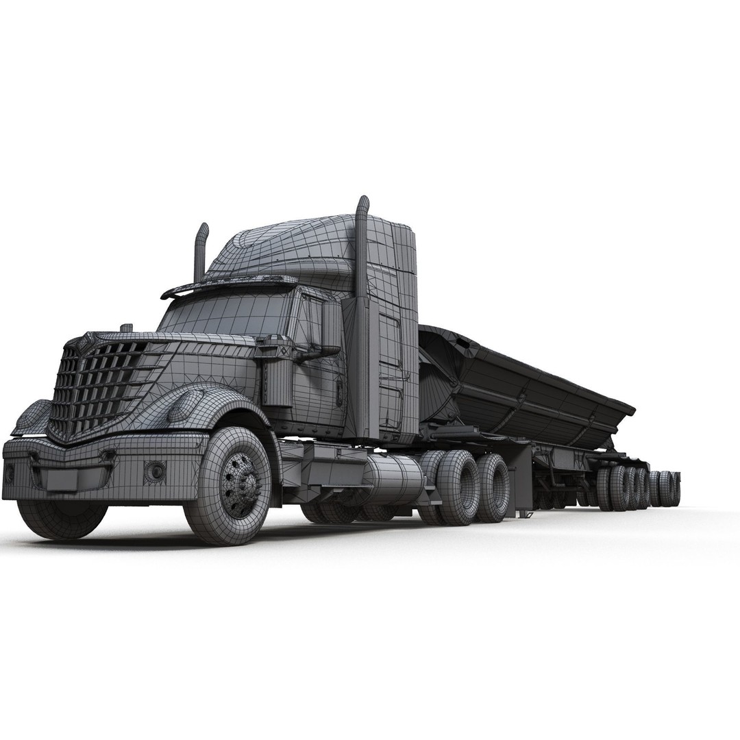 International LoneStar Sidedump 3D Model – Low Poly Game Ready Truck, FBX - View 23