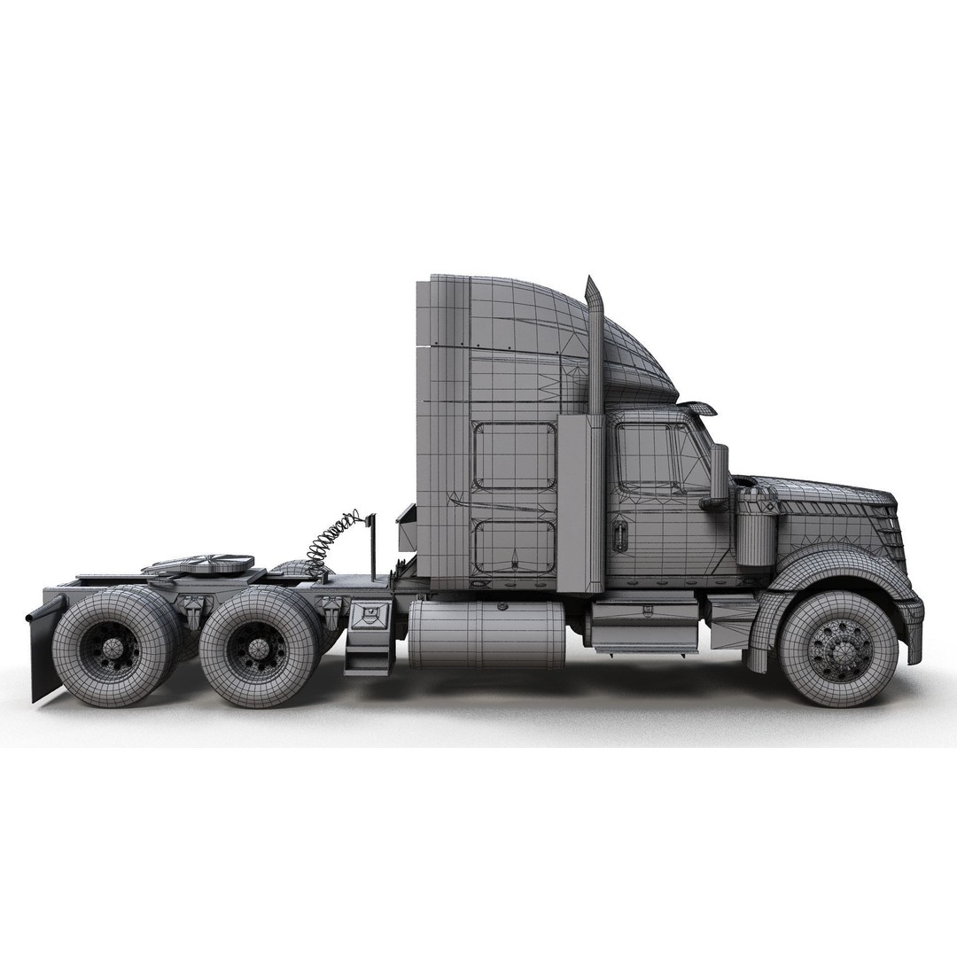 International LoneStar Sidedump 3D Model – Low Poly Game Ready Truck, FBX - View 24