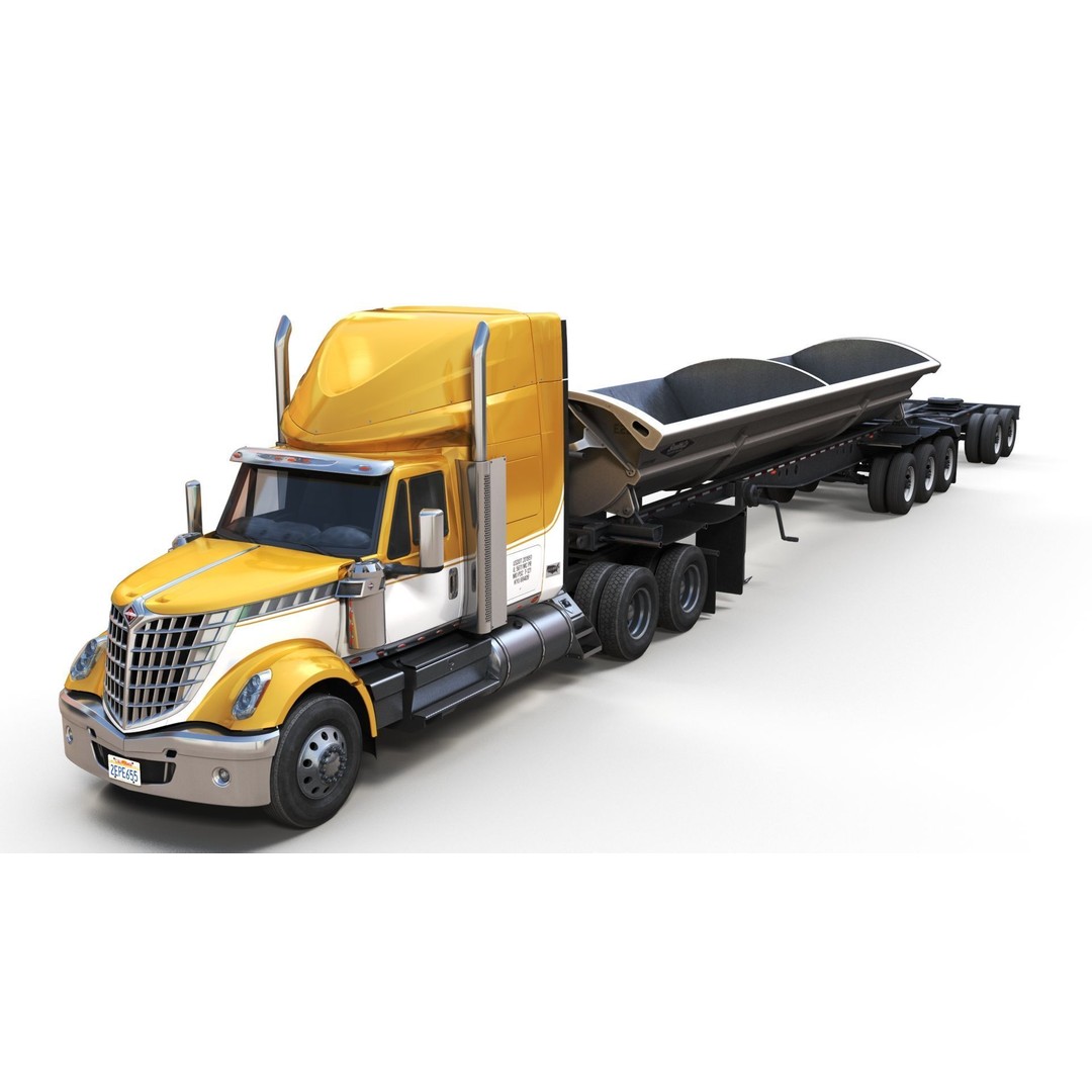 International LoneStar Sidedump 3D Model – Low Poly Game Ready Truck, FBX - View 3