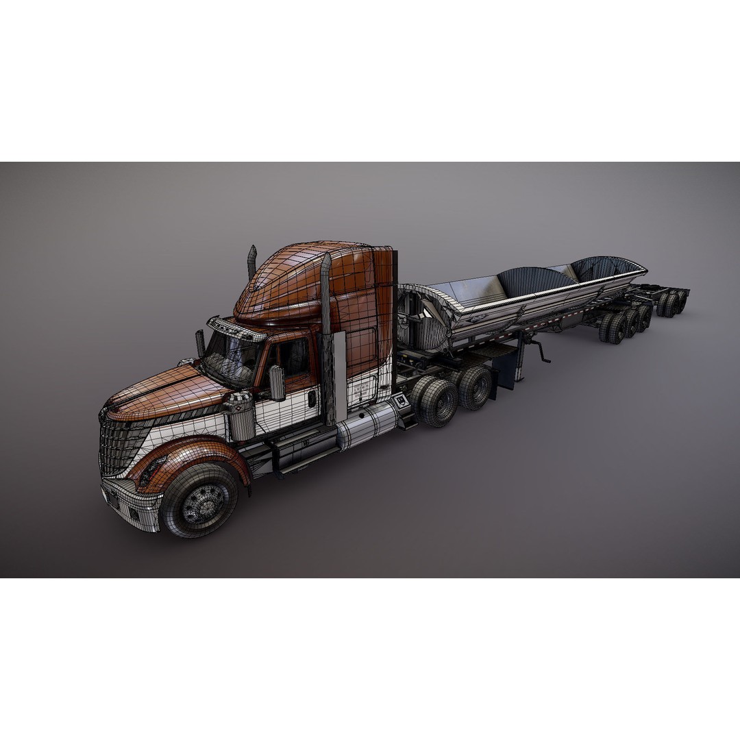 International LoneStar Sidedump 3D Model – Low Poly Game Ready Truck, FBX - View 33