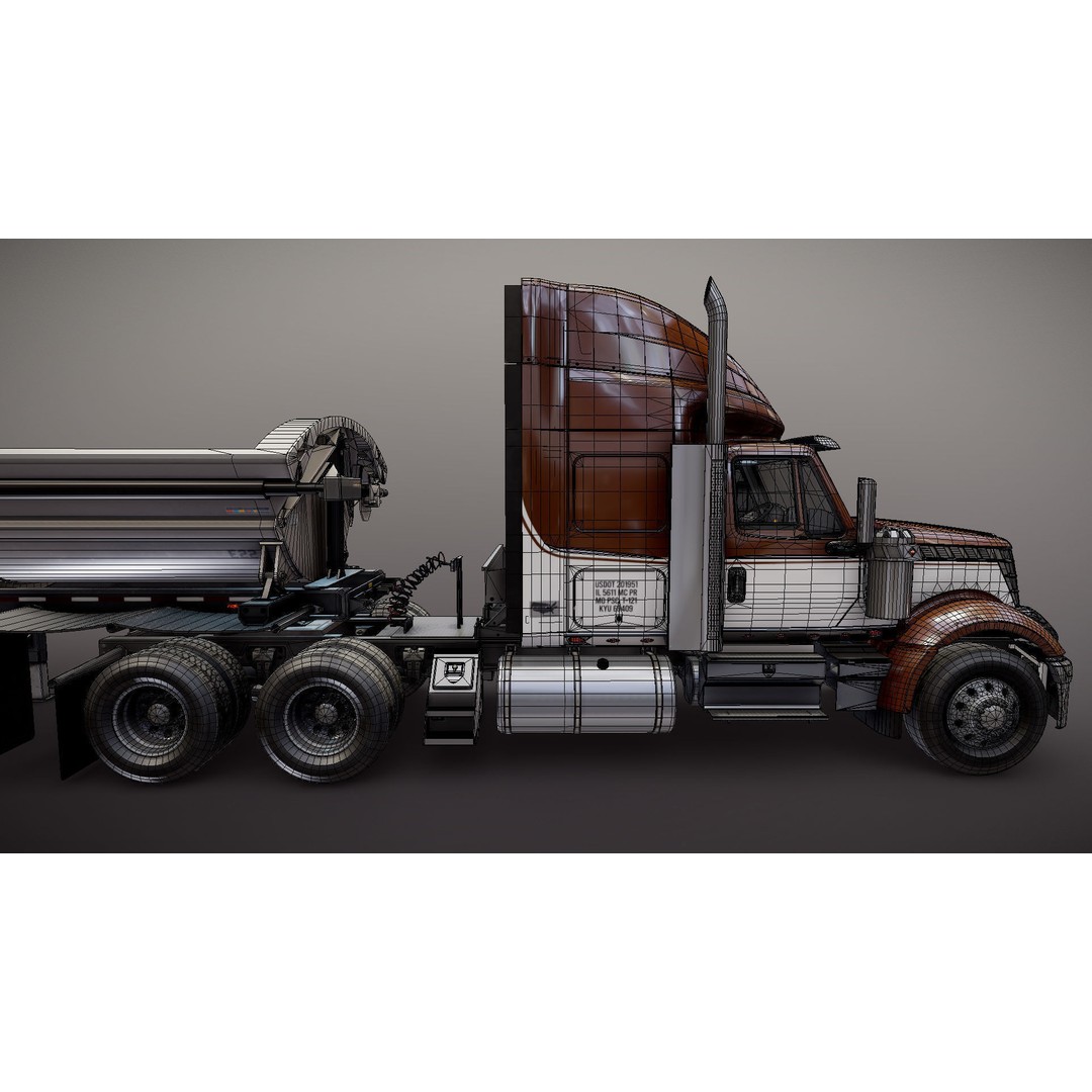 International LoneStar Sidedump 3D Model – Low Poly Game Ready Truck, FBX - View 36