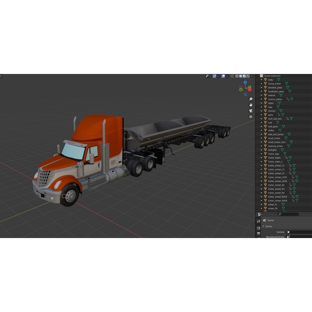International LoneStar Sidedump 3D Model – Low Poly Game Ready Truck, FBX - View 42