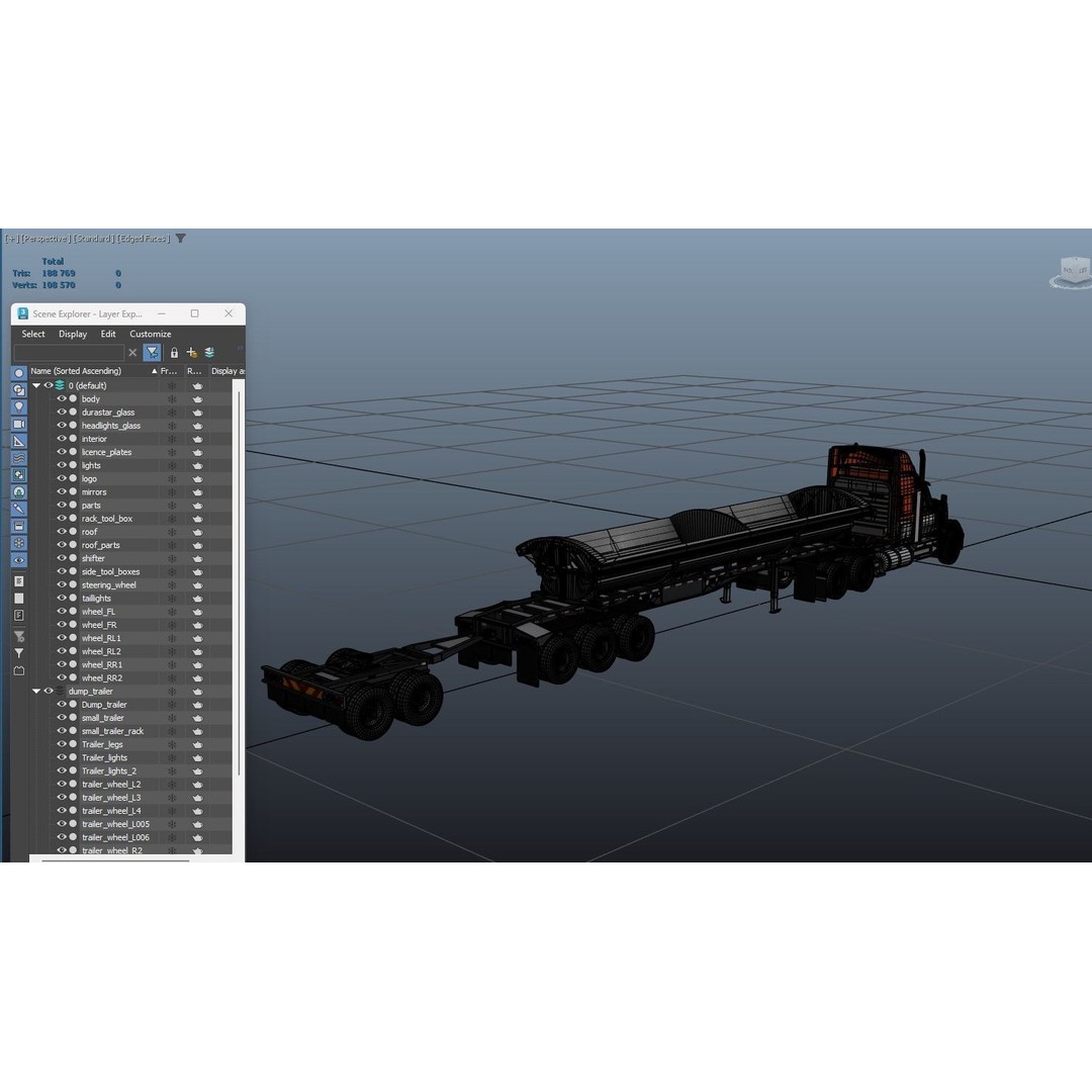 International LoneStar Sidedump 3D Model – Low Poly Game Ready Truck, FBX - View 43