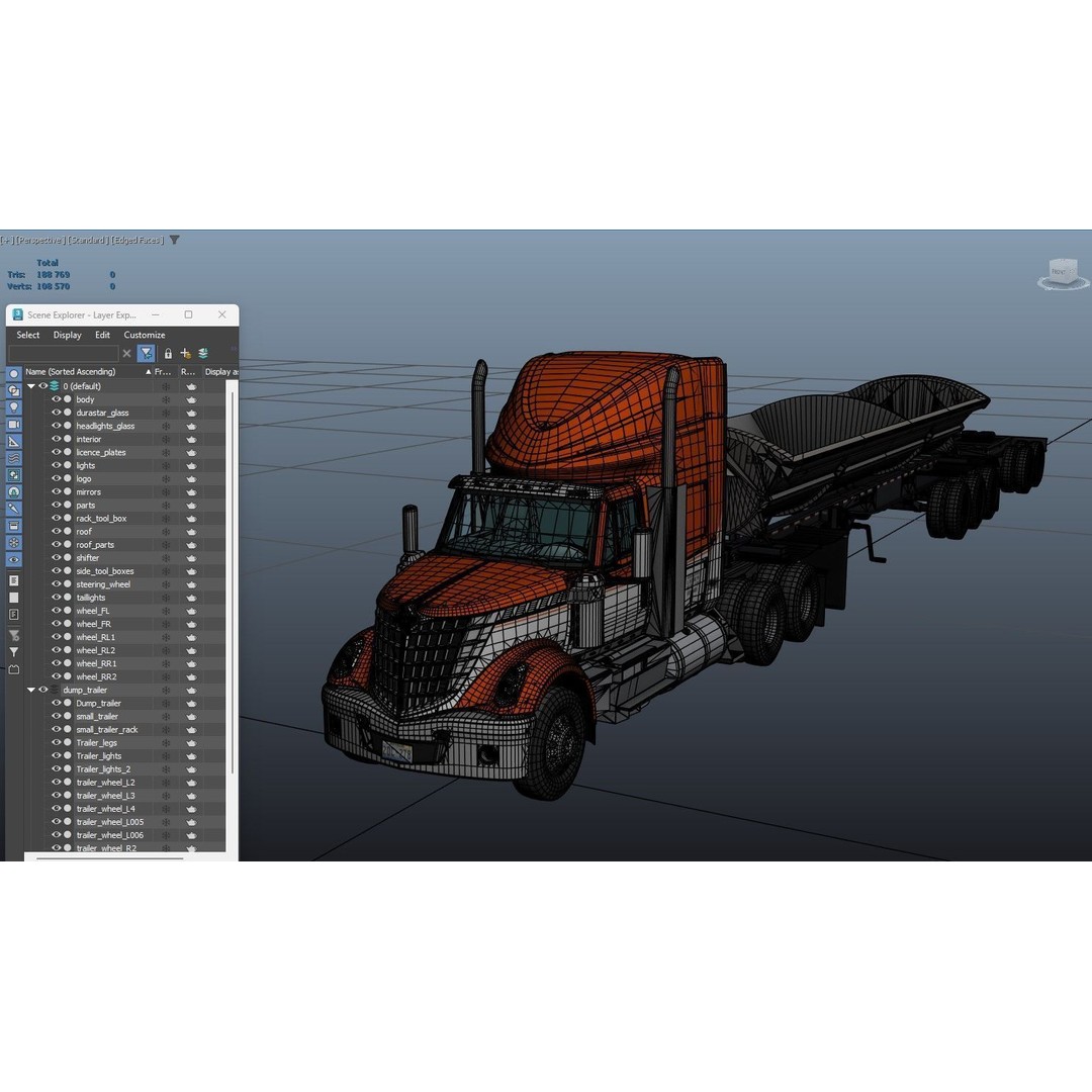 International LoneStar Sidedump 3D Model – Low Poly Game Ready Truck, FBX - View 45