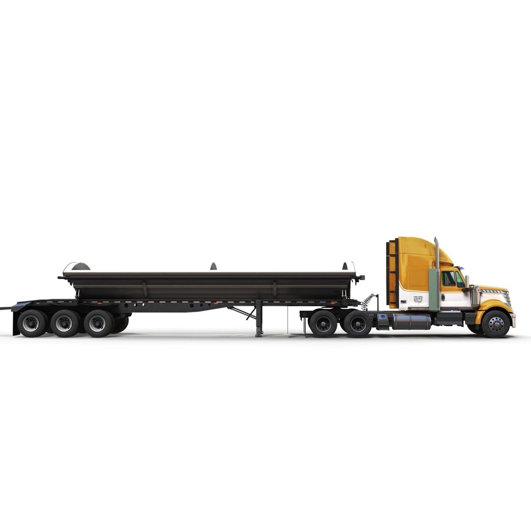 International LoneStar Sidedump 3D Model – Low Poly Game Ready Truck, FBX - View 5