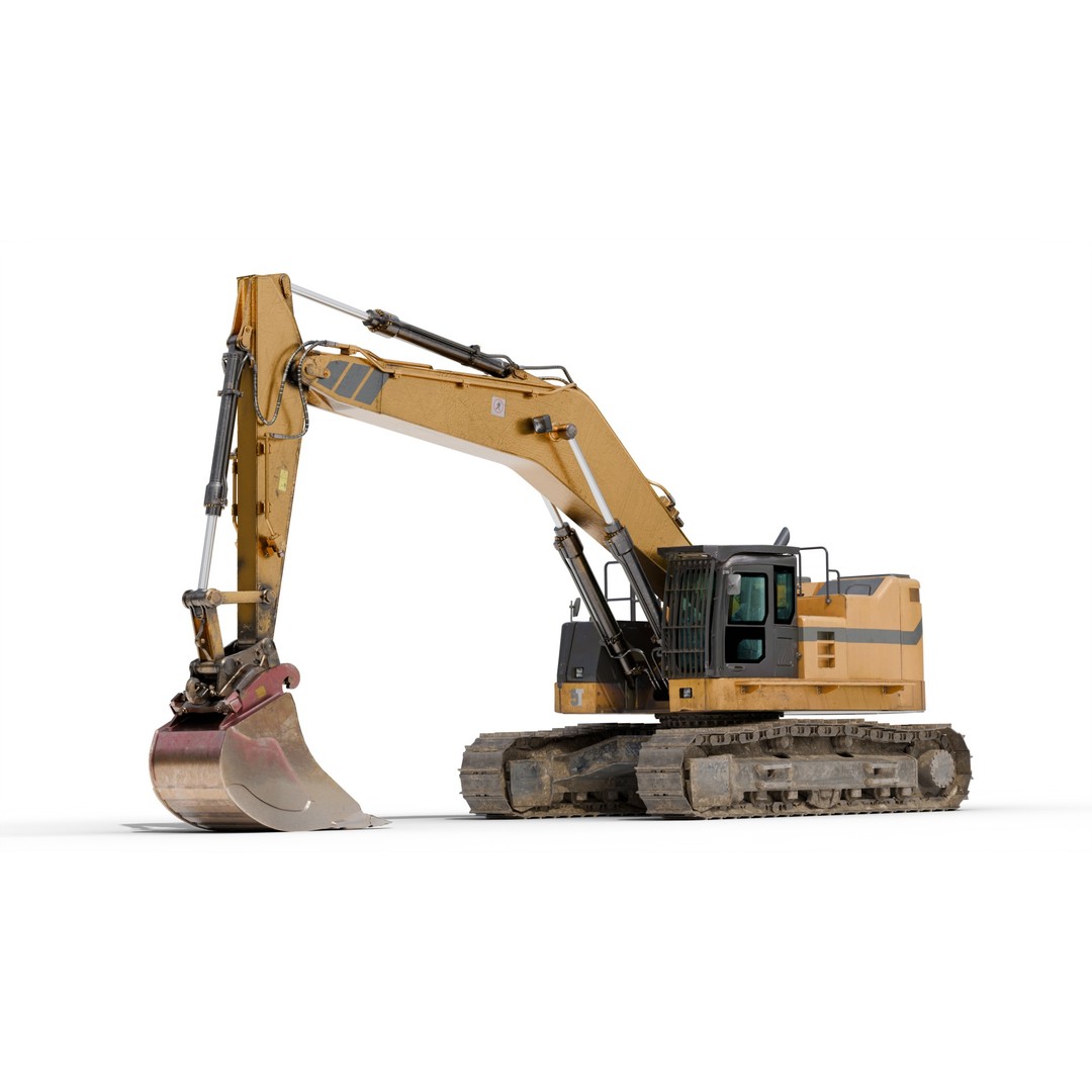 Excavator Hydraulic 3D Model – Ultra-Realistic Game-Ready Asset, FBX/OBJ - View 3