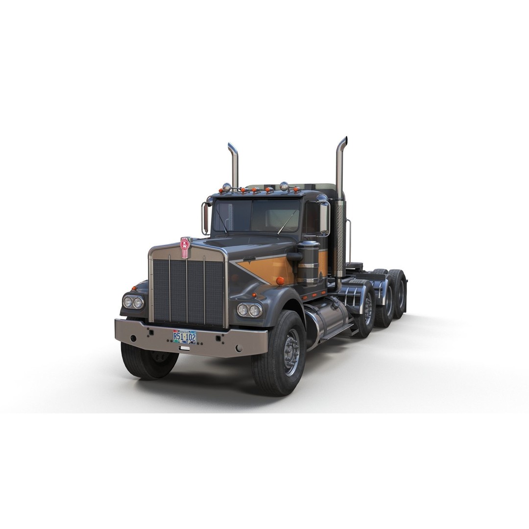 Kenworth W900A Day Cab 3D Model – Low Poly Game Ready Vehicle, FBX - View 10