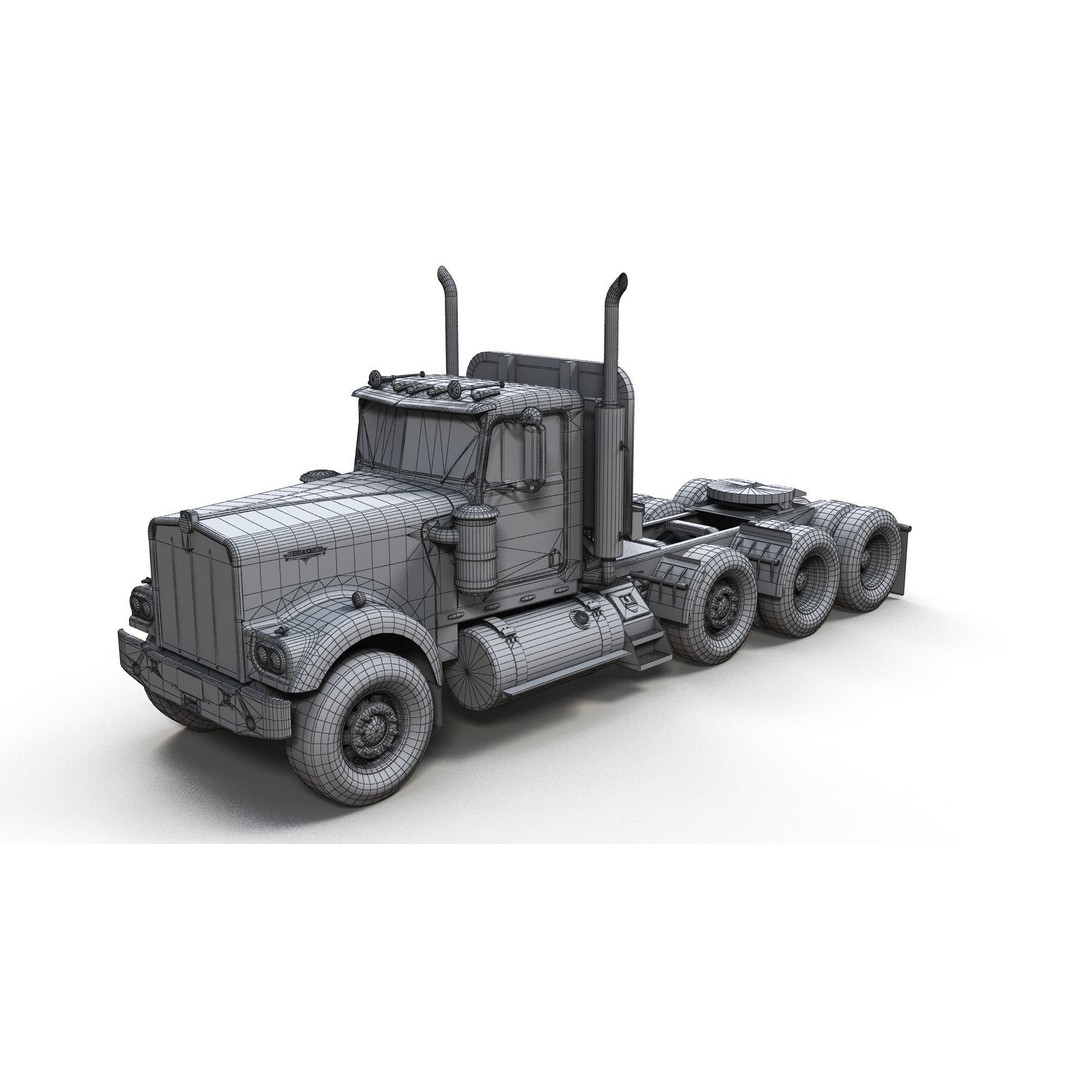 Kenworth W900A Day Cab 3D Model – Low Poly Game Ready Vehicle, FBX - View 11