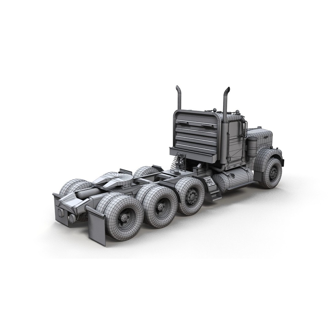 Kenworth W900A Day Cab 3D Model – Low Poly Game Ready Vehicle, FBX - View 12