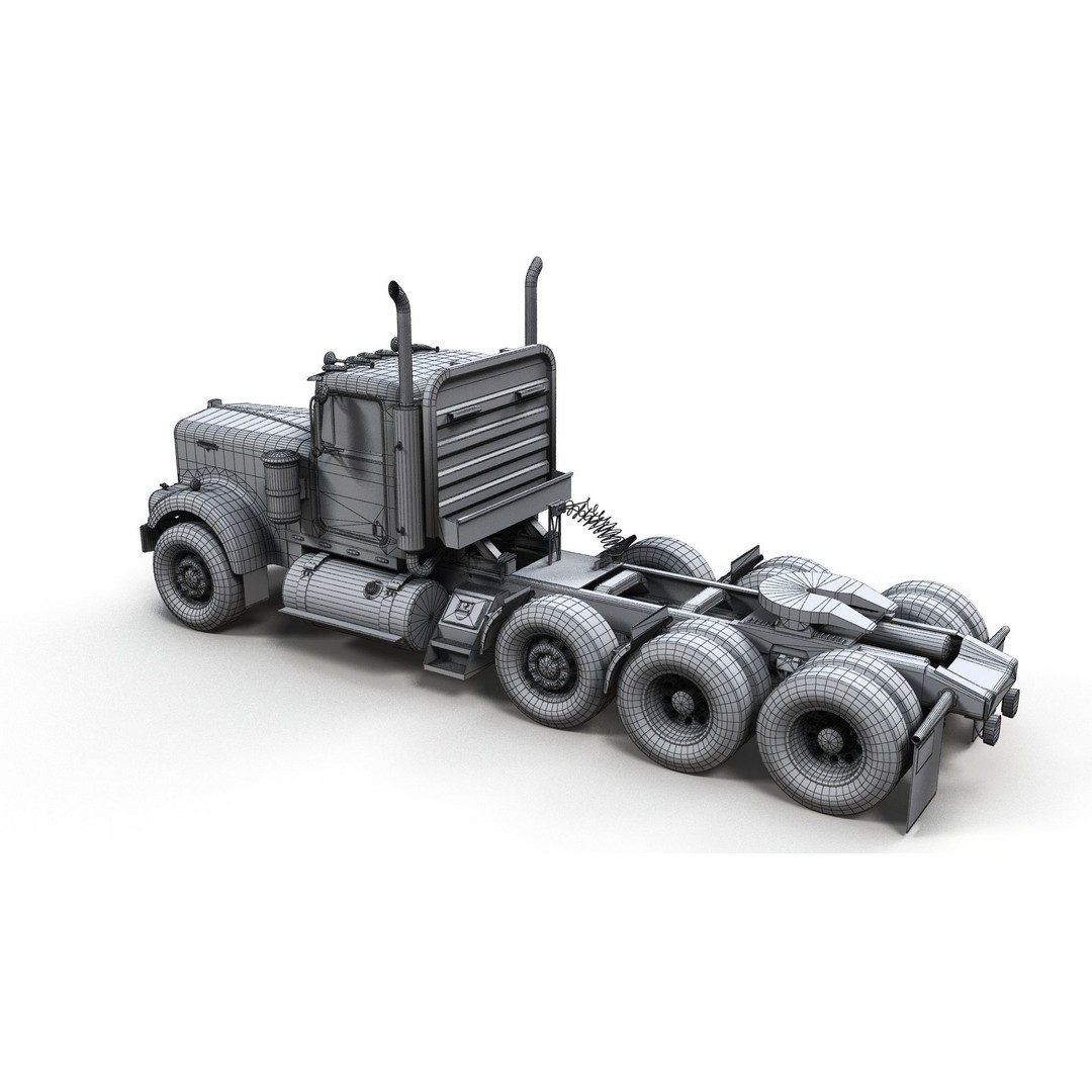 Kenworth W900A Day Cab 3D Model – Low Poly Game Ready Vehicle, FBX - View 14