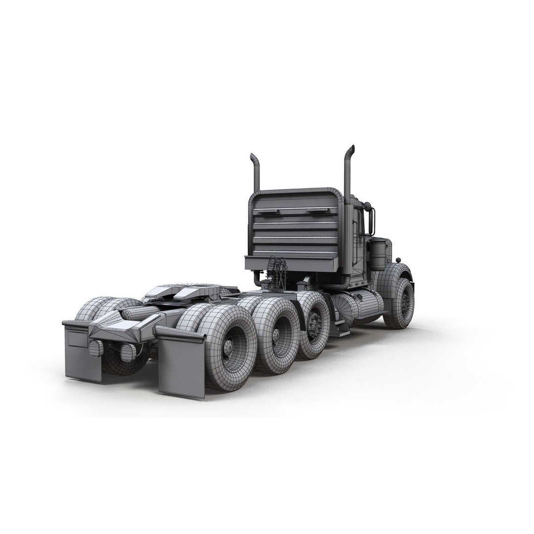 Kenworth W900A Day Cab 3D Model – Low Poly Game Ready Vehicle, FBX - View 16